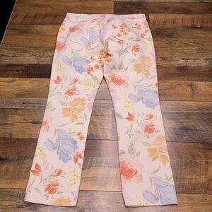 Lauren Ralph Lauren Modern Straight Ankle Jeans 14 Floral Stretch